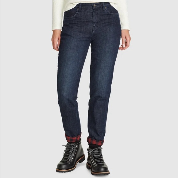 Eddie Bauer Flannel Lined Women's Relaxed Fit Straight Leg Jeans Size 10 - Picture 2 of 15